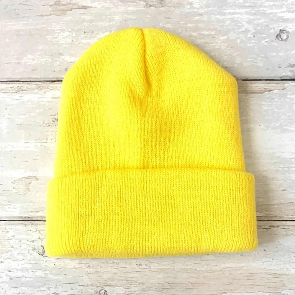 Zara Kids Neon Yellow Knit Beanie Winter Hat Fits Kids 1-6 Years NEW